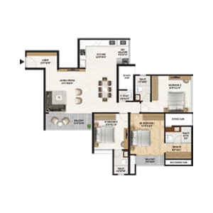 3 BHK Floor Plan